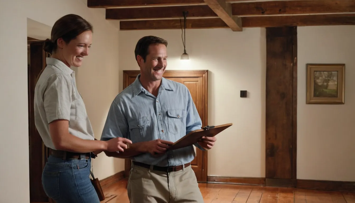 A friendly provider shows a homeowner a termite inspection finding at a basement wall in a Covington home